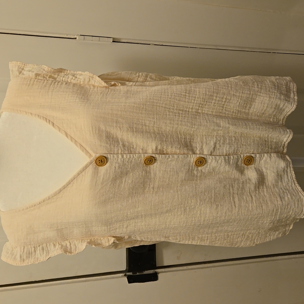 Lauren Conrad LC Womens Lined Sleeveless Tank Top 100% Organic Cotton Cream Sz L
